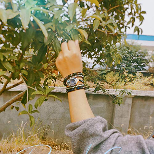 Image of Plumiss Women Boho Handmade Natural Stone Crystal Leather Bead Wrap Bracelets Collection