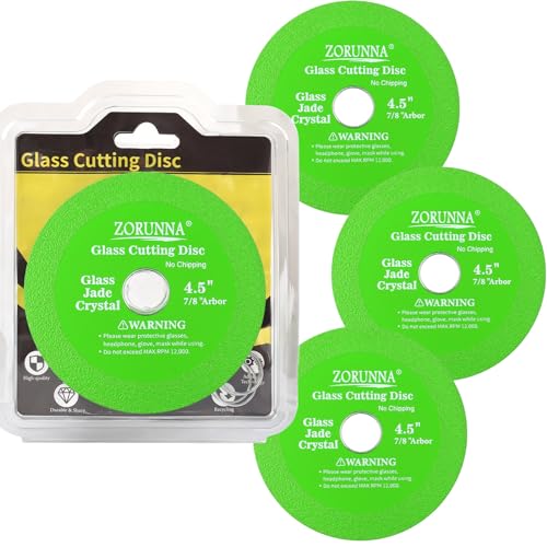 ZORUNNA Glass Cutting Disc for 4-1/2' Angle Grinder, 3 Pack Glass...