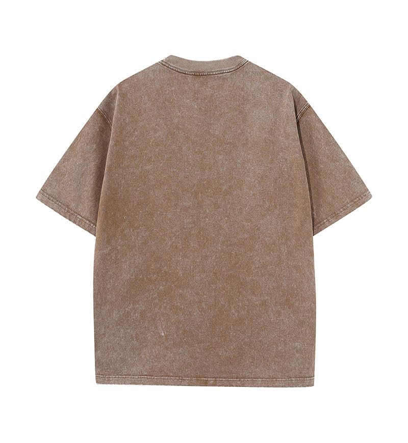 Image of Men's Oversized T-Shirts Cotton Unisex Short Sleeves Casual Loose Wash Solid Basic Tee Tops