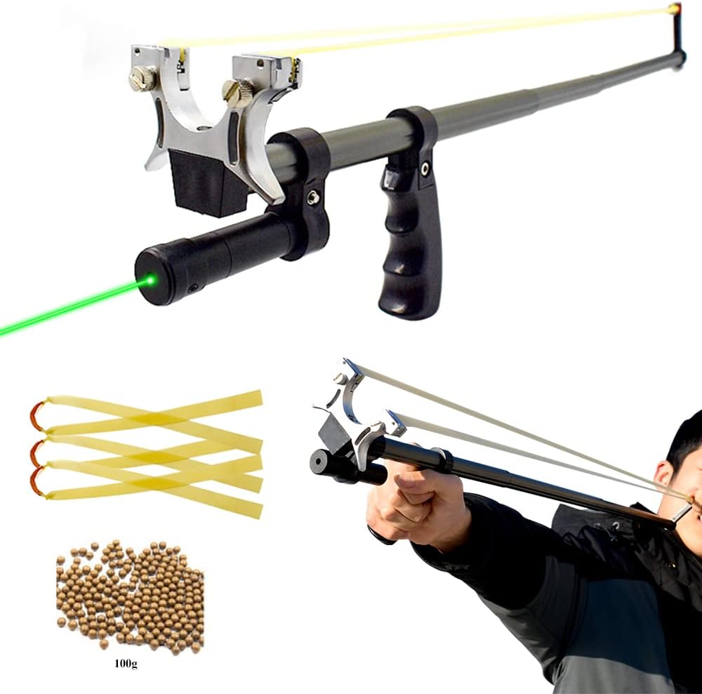 PiaoyuHigh-Precision Telescopic Slingshot, High-Power Rubber Band Slingshot, Stainless Steel Outdoor Hunting Shooting Catapult