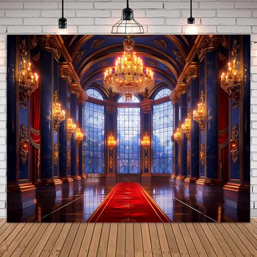 QICAIYUN Luxurious Palace Backdrop Red Carpet Palace Backdrop Red Beauty Castle Banner Background for Wedding Birthday Party Decorations Photo Booth Props Supplies YUNB230 by QICAIYUN - Used condition - Image 4