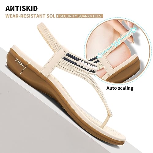 Image of Littleplum Womens Sandals Comfort Arch Support Sandals Summer Walking Shoes Casual Ankle Elastic Flip Flops Shoes