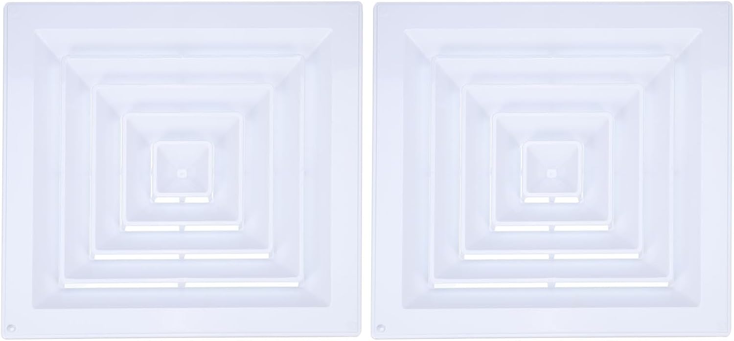 PATIKIL Square Air Vent Cover 14 x 14 Inch, 2pcs Plastic Air Return Grille Sidewall or Ceiling Air Diffuser for Home Office Bathroom Kitchen Toilet Ventilation, White