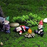 GNOMOS DE JARDÍN DE HADAS: las diminutas figuras de gnomos borrachos de jardín están pintadas a mano con colores vibrantes, este conjunto de decoración se mezcla naturalmente con el paisaje de su jardín. Tiene capas con un revestimiento protector a prueba de intemperie para un disfrute natural y duradero.