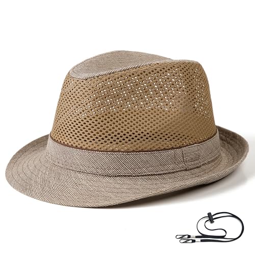 Image of Lisianthus Men's Summer Fedora Hats - Breathable Short Brim Outdoor Hat