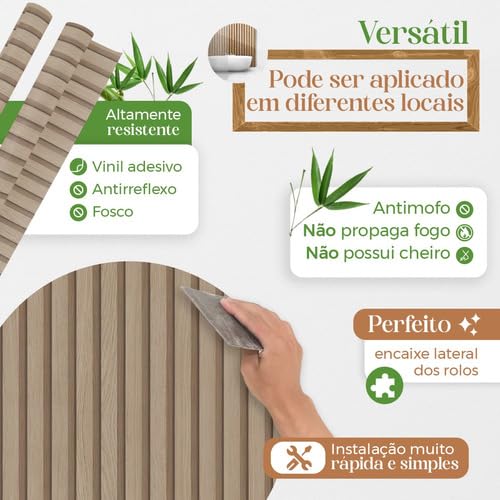 Papel De Parede Adesivo Ripado Vinil Madeira 10 Metros Lavável 3d Realista Fácil De Aplicar