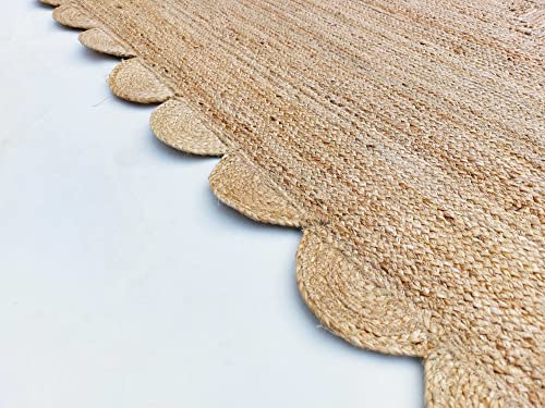Tapete rectángulo de yute natural con diseño scalloped 4'x6' miniatura 7