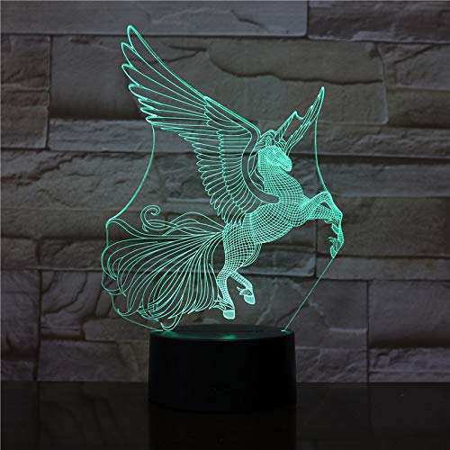 Creative Night Light Baby Toy 3D Light 7 Color Remote Control Home Decoration Light Gift - Pegasus