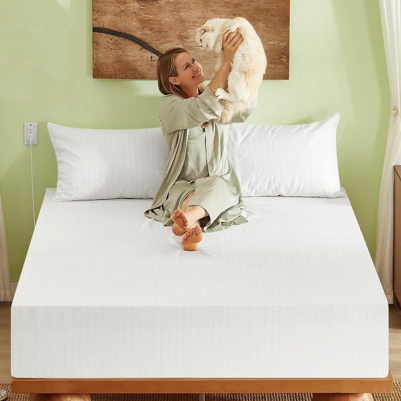 Grounding Sheets, 90% Viscose Derived from Bamboo & 10% Silver Fiber Grounded Bed Sheets, Deep Pocket Grounding Fitted Sheet Cooling Sheets - Cream White, 77"x80"x15"