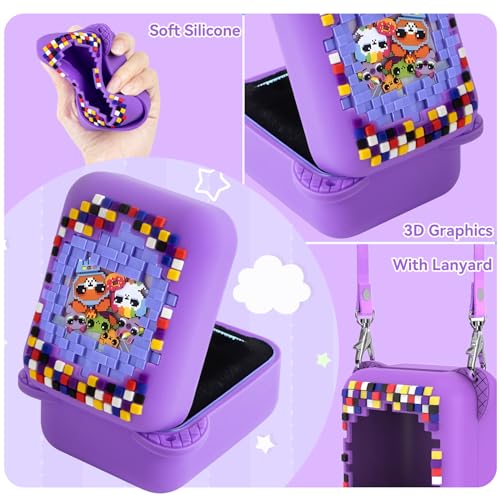 Qoosea Silikon-Schutzhülle für Bitzee Bitzee Elektronisches Haustier mit Lanyard Hochwertige waschbare und wasserdichte Silikonhülle für Bitzee (Lila)