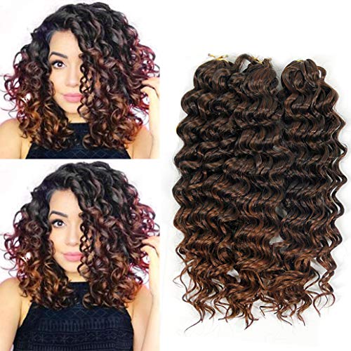 BEkjdiof Deep Wave Crochet Braid Hair Extension Short Synthetic Hair Crochet Braiding Hair 10inch Synthetic Hair (1B-30 3Piece)