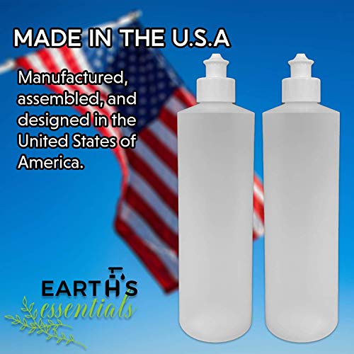 Image of 2 Pack Refillable 16 Ounce HDPE Squeeze Bottles With Push /Pull Button Top Dispenser Caps--Great For Lotions, Shampoos, Conditioners and Massage Oils From Earth's Essentials