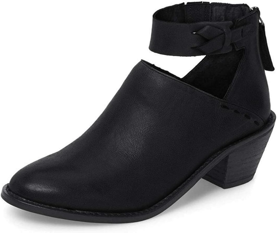 Women's Ankle Boots Chunky Heel Booties for Women Size 8 Black