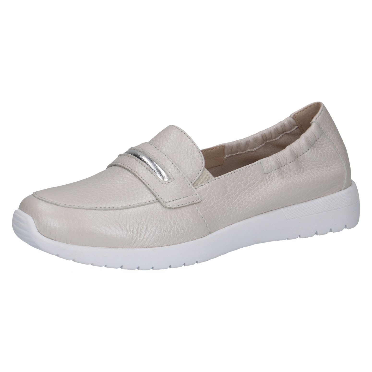 CAPRICE Women's Leather Loafers Casual, Cream (Pearl Per.Deer), 4 UK