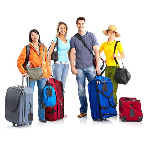 S-ZONE Oversized Leather Canvas Duffel Shoulder Weekender Mens Overnight Bag with Leather Luggage Tags