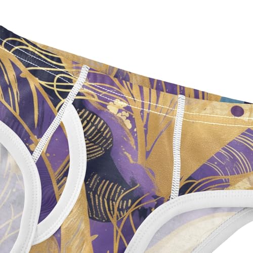 Gold Peacock Feather Violet Baby Boys Comfort Kids Underwear Breathable Undies4