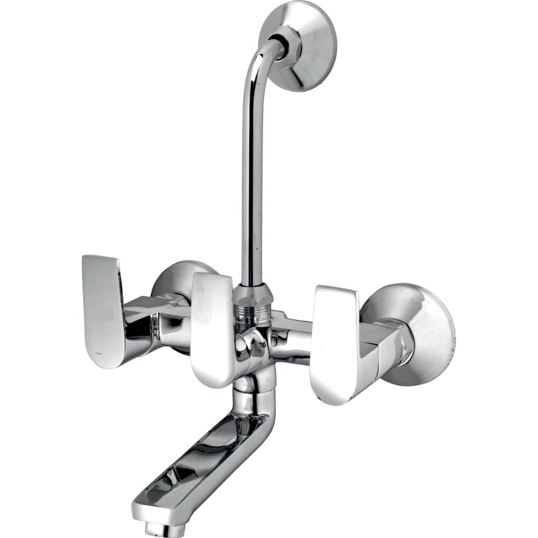 Sierra Luxury Series Victoria 100% Brass Wall Mixture With Provision For Overhead Shower And 125Mm Long Bend,Wall Flange In Mirror Chrome Finish Suitable For Washing Areas, Bathroom