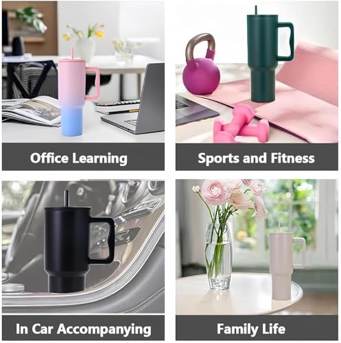 Image of Personalised with Your Name, 1200ml Tumbler with Straw-Handle-Stainless Steel Double Wall Insulated Cup | Leakproof Sipper Mug for Hot-Cold Drinks |Coffee - WaterTumbler(Pink Blue Custom)