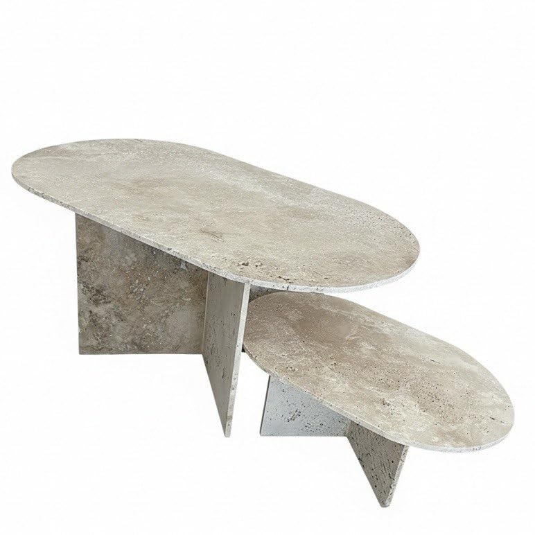 Générique Table Basse travertin Ovale (Table + Extension)