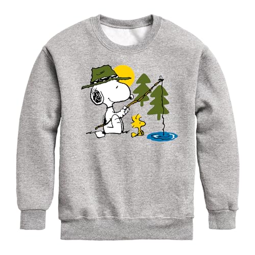 HYBRID APPAREL - Peanuts - Snoopy Woodstock Fishing - Toddler & Youth Crewneck Fleece Sweatshirt
