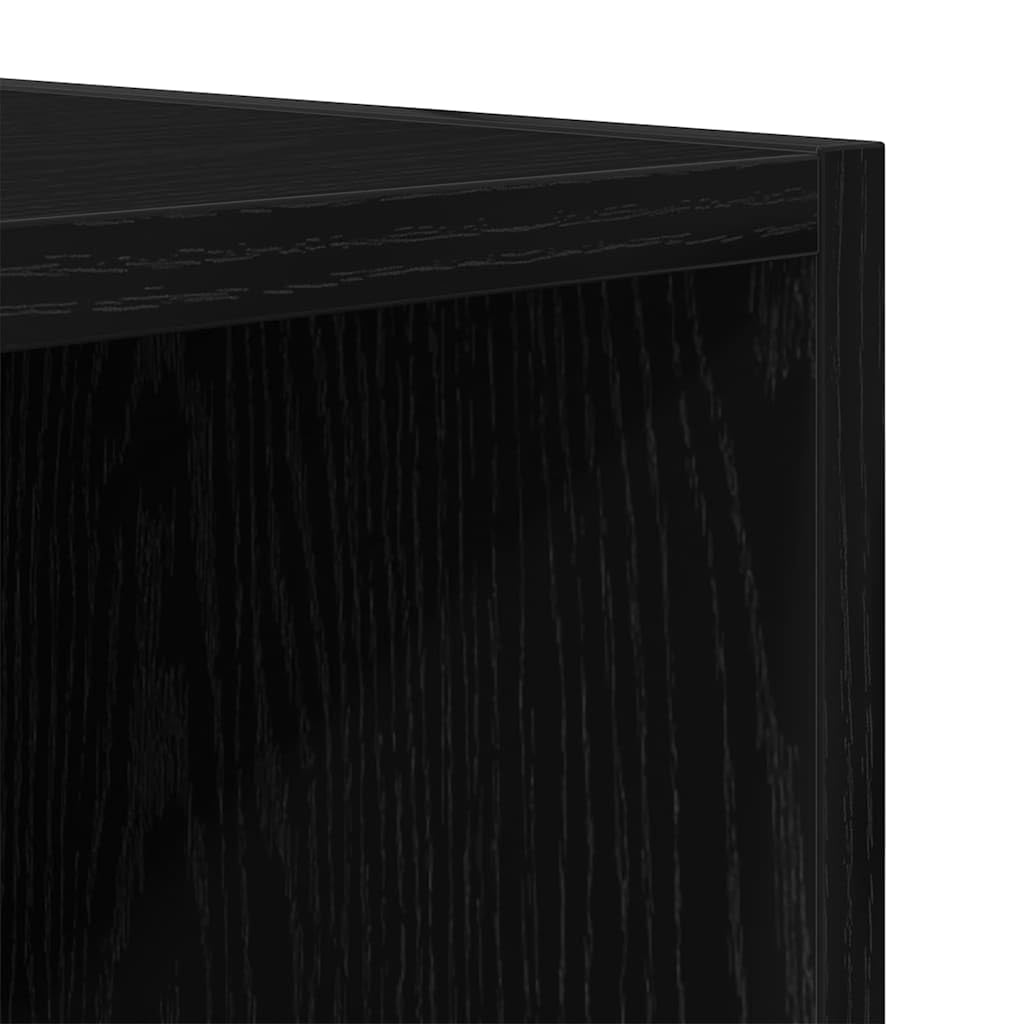 TV-Schrank Schwarz Eichen-Optik 103,5 x 30 x 50 cm Fernsehtisch mit 6 Regalen, verstellbare Böden, stabiler Metallbeine, Wandbefestigung, minimalistisch modern, für Wohnzimmer und Media Center