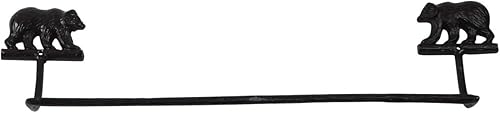Treasure Gurus - Toallero de baño de hierro fundido negro con oso grizzly