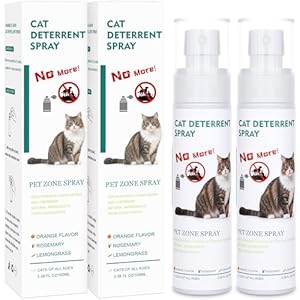 Cat Deterrent Spray, 6.76 FL Oz Natural Cat Repellent Spray, Anti-Scratch Deterrent for Furniture, Sofas, Rugs, Curtains, Plants, Indoor & Outdoor Repellent Cats Kittens, Non-Toxic, Alcohol-Free