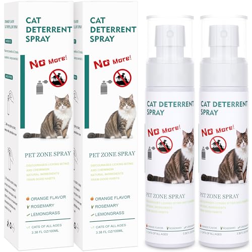 Cat Deterrent Spray, 6.76 FL Oz Natural Cat Repellent Spray, Anti-Scratch Deterrent for Furniture, Sofas, Rugs, Curtains, Plants, Indoor & Outdoor Repellent Cats Kittens, Non-Toxic, Alcohol-Free