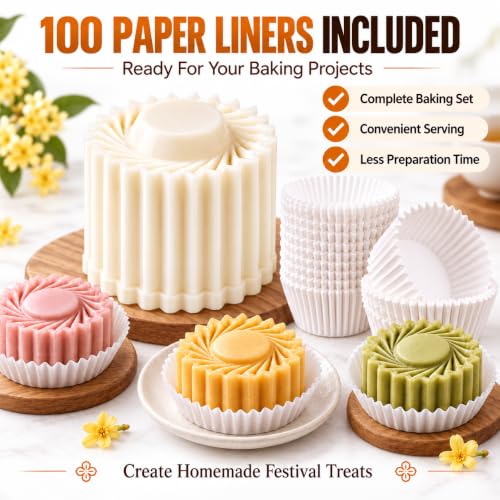 Sunflower Patterned Round Hand Press Mooncake Mold,Double Ended Pastry Mold - image 6