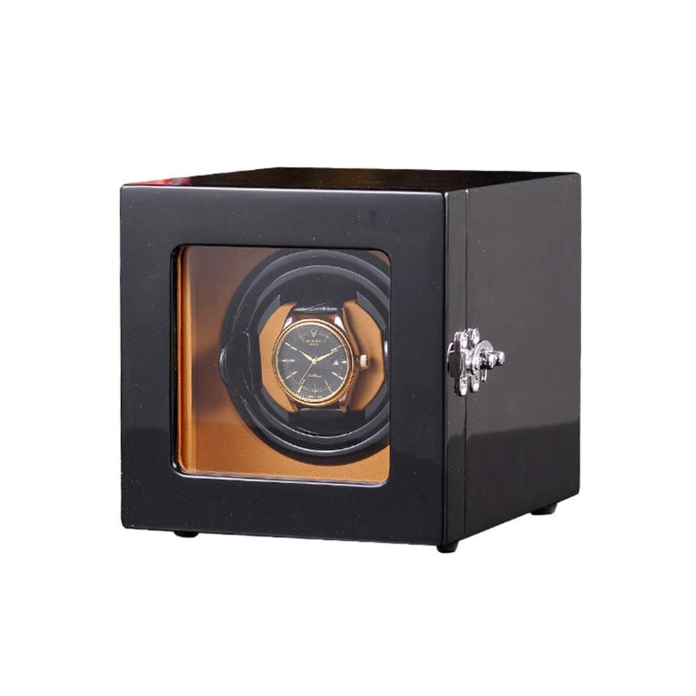 QUSYZD Watch Black Single Watch Winder for Automatic Watches, with 4 Rotation Modes, Wood Shell with Piano Paint, for Large Size Watches,