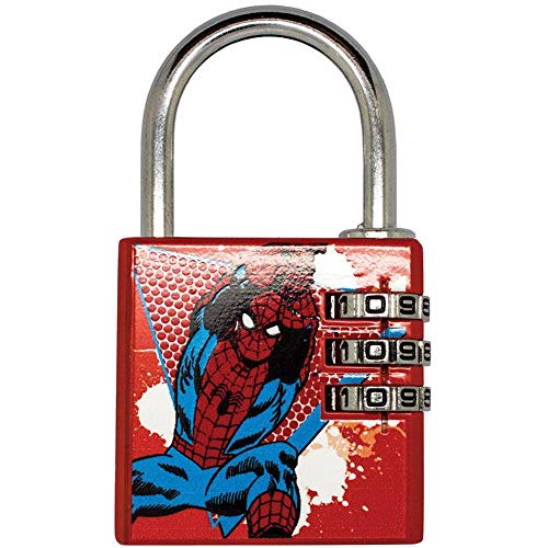 Difuzed MARVEL COMICS - Serrure à code numérique Spiderman rouge et bleu, 1 clé, Métal, Décoration, petits objets, vitrines