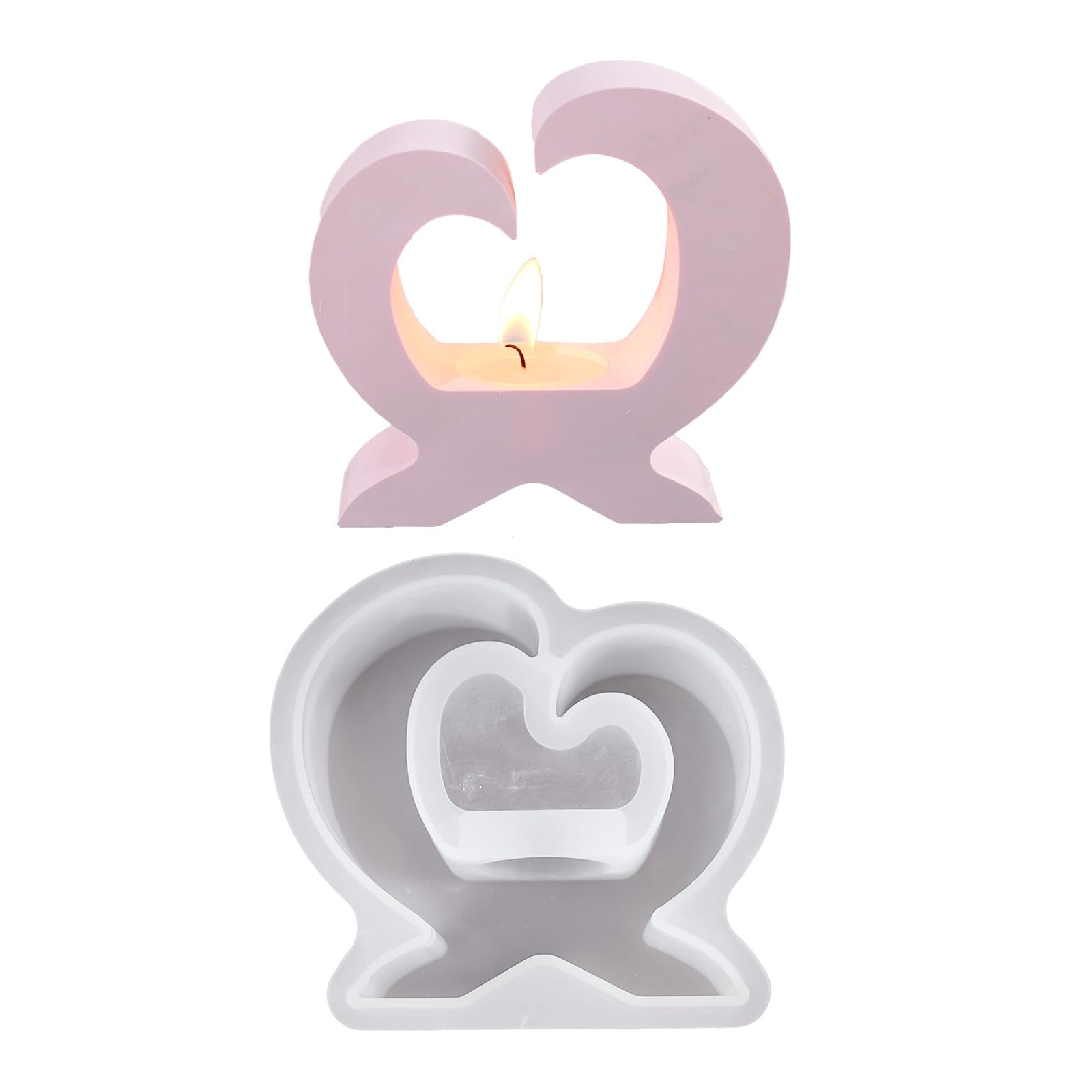 Jazuaiao Crossed Heart Silicone Molds, for Epoxy Resin, Stand, Tealight Holder, Decoration, Silicone Holder Molds