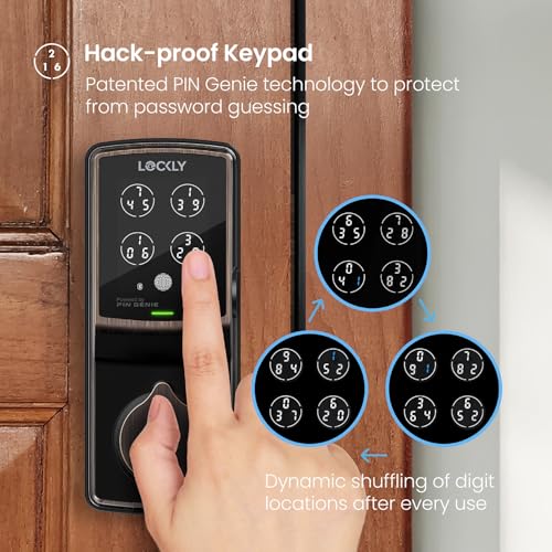 Lockly Secure Pro Smart Deadbolt, Wi-Fi Smart Lock, Keyless Entry with PIN Genie® Keypad, 3D Biometric Fingerprint, Auto Lock, Rekeyable-Venetion Bronze