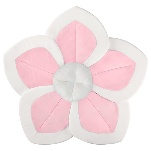 Baño para bebé, tapete de baño de flores para bañera y fregadero (rosa y blanco)