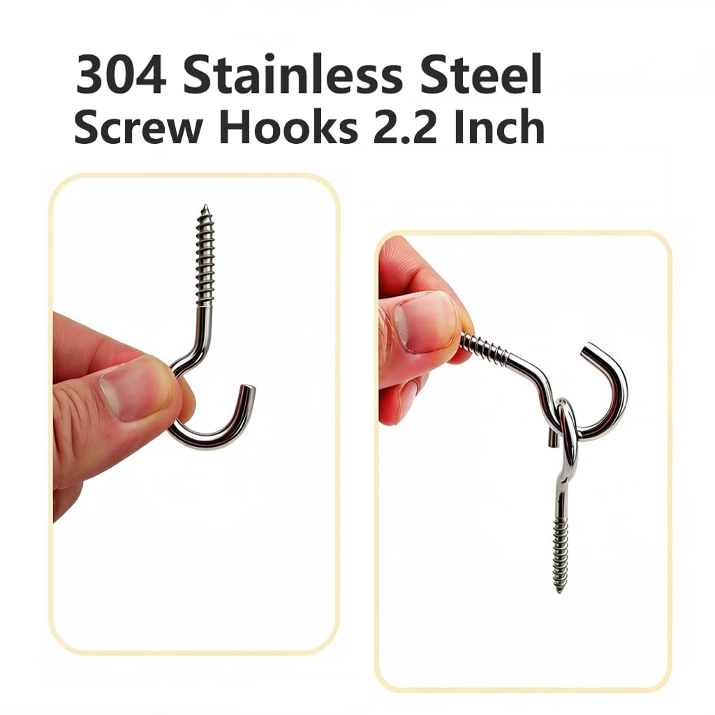 Stainless Steel Screw Hooks - 30 Pack -5 Stainless Steel Screw Hooks - 30 Pack -5