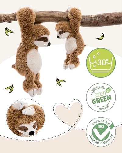 NICI Kuscheltier Faultier Slobby 25cm mit Klettverschluss braun - Stofftier aus weichem Plüsch, niedliches Plüschtier zum Kuscheln und Spielen, für Kinder & Erwachsene - tolle Geschenkidee - 61213