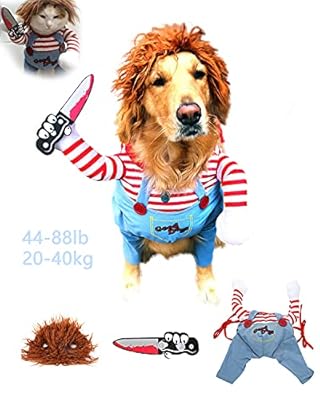 Halloween Dog Costume Scary Doll Play Cosplay 3 PCS Set Funny Pet Costumes for Puppy Medium Large Dogs Cosplay Halloween Party Dress Up Accessories