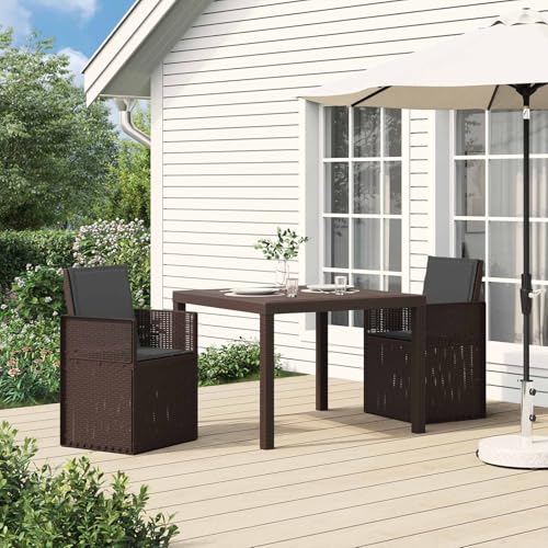 mzdioop Sillas de comedor de jardín, 2 unidades, color marrón y antracita, de polipropileno, resistentes a la intemperie, plegables, con respaldo y reposabrazos, para terraza y uso al aire libre