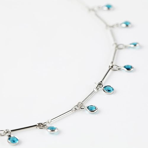 Miniatura 6 de YOUBEIYEE Cadenas de cuentas de cristal azul para hacer joyas, collar de plata de cristal colgante, cadenas para el tobillo, cadenas de bricolaje a