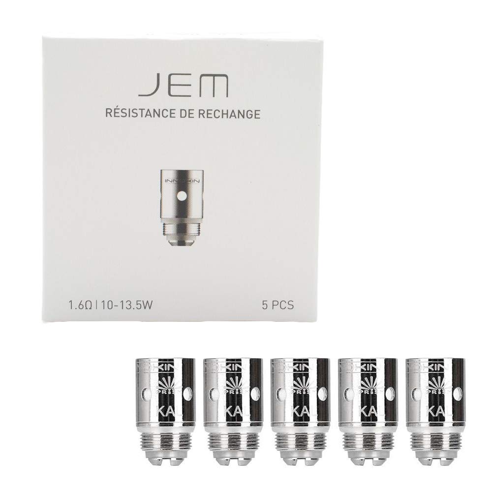 INNOKIN JEM 1.6 Coils [Pack of 5] - MTL Vaping, 10 to 13.5W, Smooth and Flavourful, 50/50 and Nic Salts, Replacement Coil for JEM Starter Kit, JEM Pen, Goby, No Nicotine