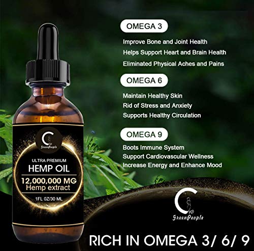 (2Pack) GPGP GreenPeople Natural Hemp Oil Extract 12,000,000MG, Immune System Support, Insomnia, Stress, Anxiety Relief, Mood, Natural Dietary Supplement. Rich in Omega 3&6&9 Fatty Acids - Thumbnail 2