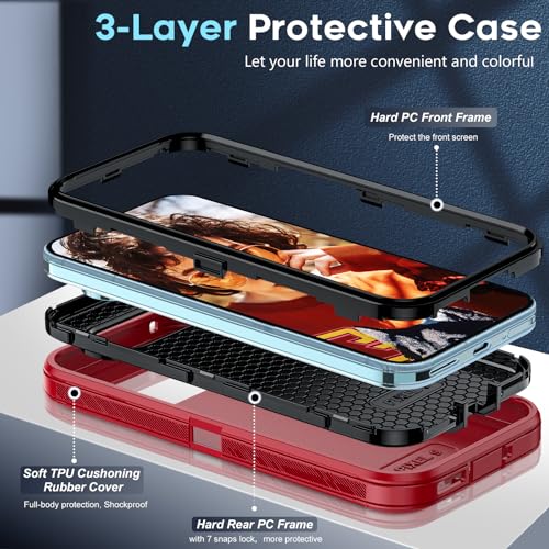Coque pour Google Pixel 9 antichoc rouge avec 2 protecteurs d'écran - 3