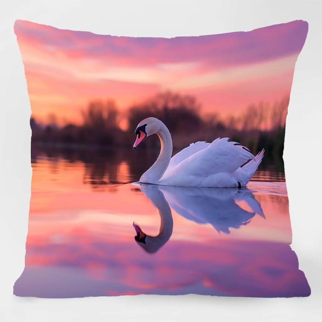 Poszewki na poduszki 66 x 66 cm, łabędź poduszki outdoorowe wodoodporne kwadratowe poszewki na poduszki 4 sztuki, letnie dwustronne poszewki na poduszki dekoracyjne do dekoracji domu ławka sofa