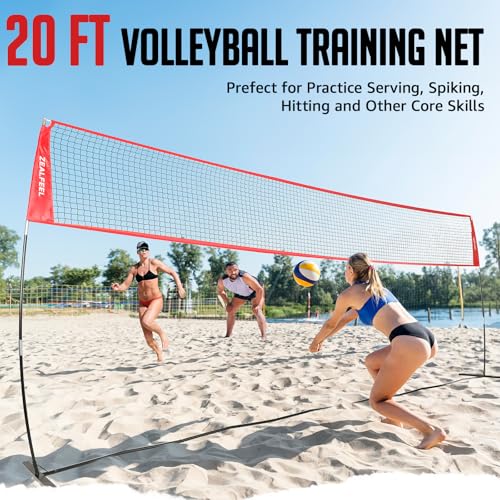 image for ZEALFEEL Volleyball Net, 20FT Volleyball Training Net Height Adjustabl