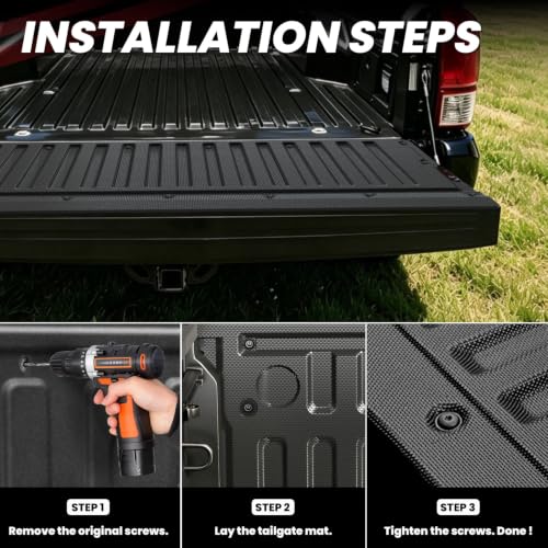 Image of LASFIT Tailgate Mat for Toyota Tacoma 2005-2015 (Not Fit Drop-in Liners) | All Weather Truck Tailgate Liner for Tacoma TPE Tailgate Protector Liner Tacoma 2005-2015 Accessories Black