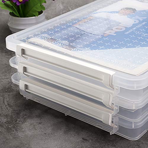 Hipiwe 3 Deck Clear A4 File Box, Stackable Portable Project Case, Desk File Container Holder, Office School Supplies Documents Paper Organizer Plastic Magazine Storage Box #TOP4