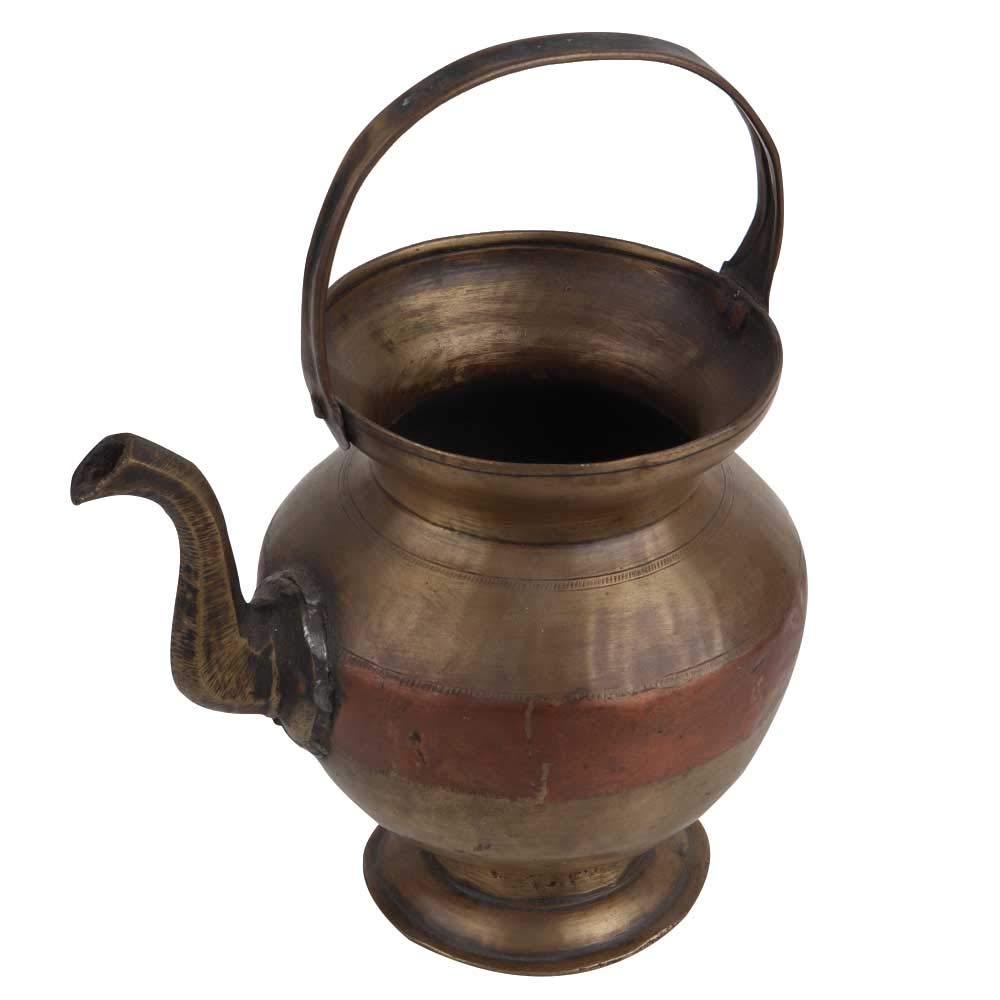 Indian Shelf Vocalforlocal Handmade Vintage Brass Water Pot Traditional Lota Or Kamandal with Handle Pack of 1 Indian Kitchen Utensils
