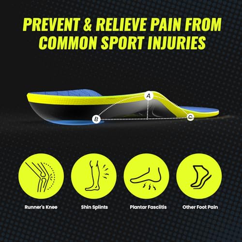 Image of Bukihome Running Insoles for Men Women - Arch Support Orthotics Inserts - Shock Absorption and Cushioning for Basketball Walking - Comfortable Insole for Standing All Day(Light Blue, L)