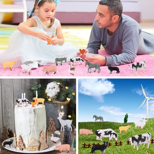 MXTIMWAN 12 Stück Sehr Klein Bauernhof Tierfiguren, Mini Bauernhof Tierfiguren, Bauernhof Scheunentiere Spielset für Kinder, Jungen, Mädchen, Kuchendekoration, Tiere Thema Geburtstag Party