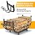 PROWORX Curved Firewood Rack Outdoor Indoor, Black 30 Inch Rustproof Fire Wood Storage Organizer, Metal Fireplace Log Holder with Removable Kindling Hooks